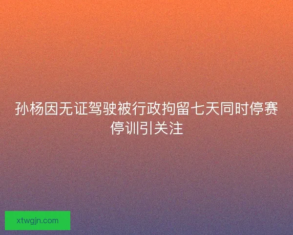 孙杨因无证驾驶被行政拘留七天同时停赛停训引关注 孙杨因无证驾驶被行政拘留七天同时停赛停训引关注