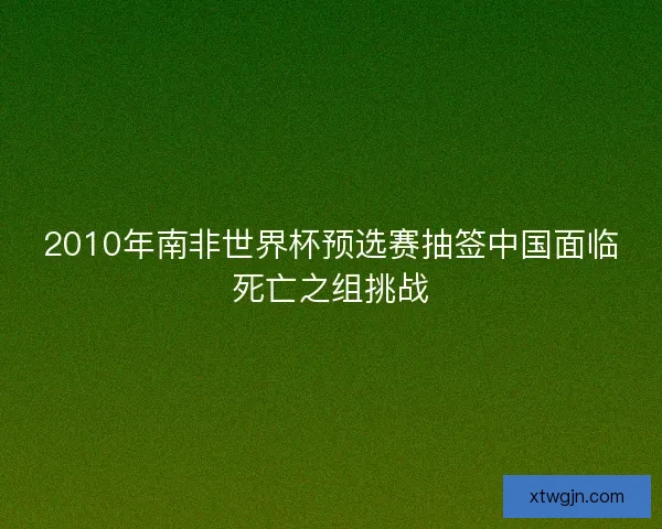 2010年南非世界杯预选赛抽签中国面临死亡之组挑战